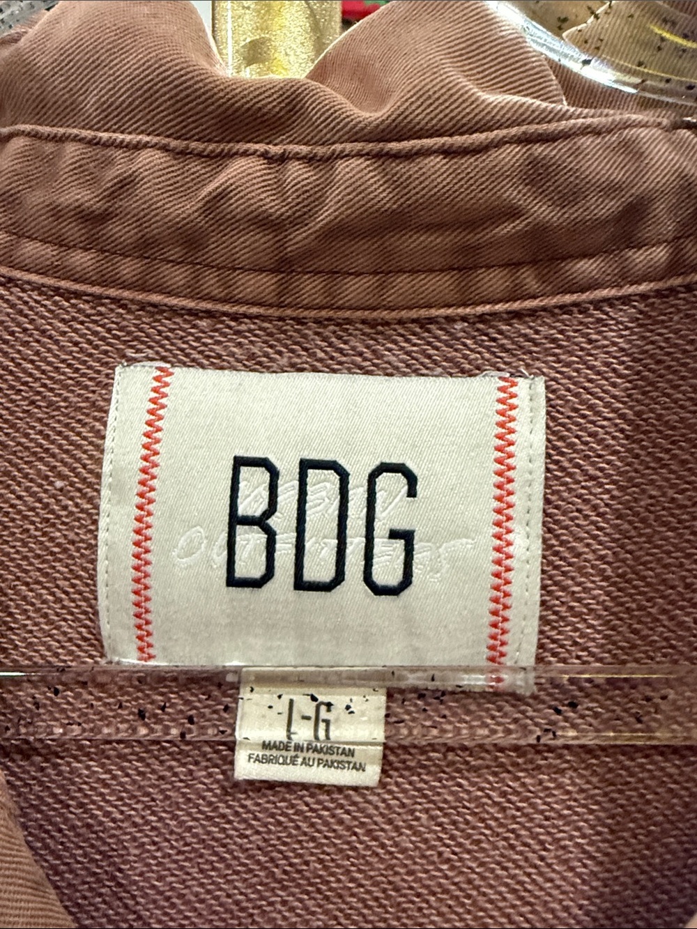 BDG (FLAW) oversized Rust Brown Polo-Style Crewneck Sweatshirt pocket large - Picture 4 of 8